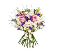 PrestigeFlowers Ramo Salvaje y Maravilloso - Lisianthus Rústico, Rosas Moradas y Blancas - Regalo de Condolencia - Flores Frescas