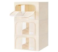 Prestigénie Lot de 3x 24L Bolsa de almacenamiento de ropa con estructura rígida en tela - Organizador de ropa - Caja de almacenamiento con funda y almohada con ventana transparente