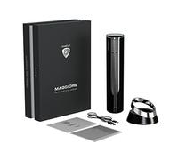 Prestigio Maggiore Sacacorchos eléctrico - Abrebotellas de vino premium con base de carga - Cortador de láminas integrado - Embalado en caja de regalo de alta calidad - Negro