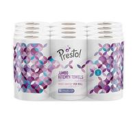 Presto! Rollos de Cocina Jumbo, 3 Capas, Fuerte y Absorbente, 12 Rollos (4 Paquetes de 3), 80 Hojas por Rollo, Certificado FSC