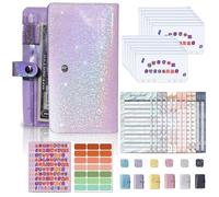 Presupuesto de relleno - Organizador de dinero de Budge Binder con Motivo de Star │ Mobiles A6 Silver Saving Binder con 12 bolsillos con clase de clase │rganizador para ahorrar dinero