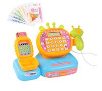 Pretend Cash Register, Supermarket Register, Interactive Learning Realistic Sounds Calculator Function Bright Lights Play Money, Children's Cash for Ages 3+ Kids, Boys, Girls 9.45x4.53x5.31inches