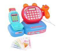 Pretend Cash Register, Supermarket Register, Interactive Learning Realistic Sounds Calculator Function Bright Lights Play Money, Children's Cash for Ages 3+ Kids, Boys, Girls 9.45x4.53x5.31inches