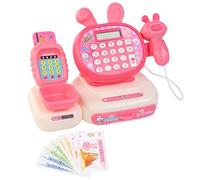 Pretend Cash Register, Supermarket Register, Interactive Learning Realistic Sounds Calculator Function Bright Lights Play Money, Children's Cash for Ages 3+ Kids, Boys, Girls 9.45x4.53x5.31inches