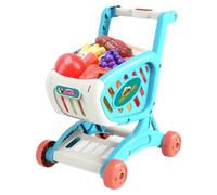 Pretend Grocery Cart Toy - Kids Shopping Trolley con accesorios de alimentos bordes redondos seguros y cesta de almacenamiento | Equipo de juego de rol versátil para niños edades 3 Plus Home Kitchen