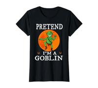 Pretend I'm A Goblin Funny Cartoon Halloween Costume Camiseta gráfica económica, Mujer, Negro, XS