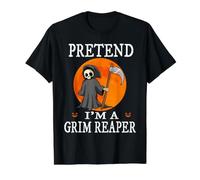 Pretend I'm A Grim Reaper Funny Cartoon Halloween Costume Camiseta gráfica económica, Hombre, Negro, S