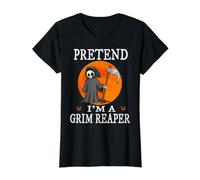 Pretend I'm A Grim Reaper Funny Cartoon Halloween Costume Camiseta gráfica económica, Mujer, Negro, S