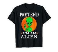 Pretend I'm An Alien Funny Cartoon Halloween Costume Camiseta gráfica económica, Hombre, Negro, XL
