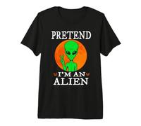 Pretend I'm An Alien Funny Cartoon Halloween Costume Camiseta Premium