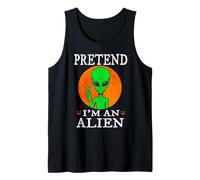 Pretend I'm An Alien Funny Cartoon Halloween Costume Camiseta sin Mangas