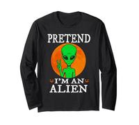 Pretend I'm An Alien Funny Cartoon Halloween Costume Manga Larga