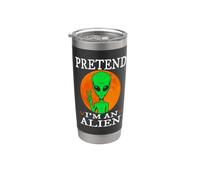 Pretend I'm An Alien Funny Cartoon Halloween Costume Vaso térmico de acero inoxidable de doble pared