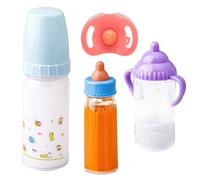 Pretend Play Doll Bottles - Disappearing Milk Juice Feeding Set, Nursery Accessory Toy System, Interactive Imaginative Role Playing Activity for Children Ages 3+ with Pacifier Included | Fun