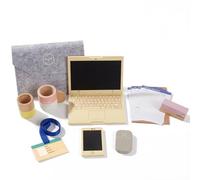 Pretend Play Home Office Set para niños, 10 unidades, juego de oficina con juguete de madera, teléfono portátil para niños en edad preescolar de 3 años (oficina)