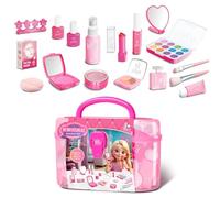 Pretend Play Makeup Toys, Little Girl Princess Makeup Play House Kit, Edutainment Cosmetic Set 7.48x3.94x5.12 inches for Children's Day, Birthday, Brown, Pink, Blue