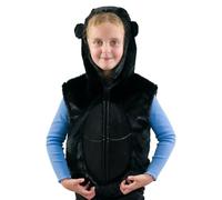 PRETEND TO BEE Disfraz de gorila para niños, disfraz de animal de la selva negro con cremallera, capucha y orejas de felpa, traje de juego de rol de safari, Día Mundial del Libro y Halloween, unisex