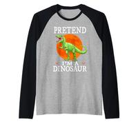 Pretende Que Soy un Dinosaurio Trex Disfraz de Halloween de Camiseta Manga Raglan