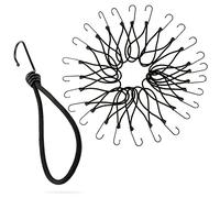 PRETEX Pulpos Elasticos con Ganchos - Set 25x Tensores Elásticos de 23 cm con Fijaciones - Goma Tensora Resistente para Transporte Equipaje Moto y Lonas - Gomas Elasticas Negras
