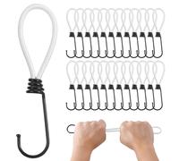 PRETEX Pulpos Elasticos con Ganchos- Set de 25x13 cm + Fijaciones - Pulpo con Tensores Resistentes Transporte, Moto, Acampar, Equipaje y Lonas, Blanco