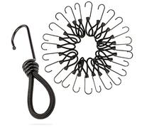 PRETEX Pulpos Elasticos con Ganchos- Set de 25x13 cm + Fijaciones - Pulpo con Tensores Resistentes Transporte, Moto, Acampar, Equipaje y Lonas, Negro