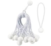 PRETEX Tensores Elasticos con Bola - Set de 25x Gomas Tensoras Universales con Bolas de 15 cm - Tensores para toldos Camping Lona pancartas - Cuerdas para Sujetar Lonas - Blanco