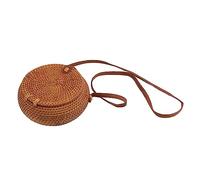 Pretfy Bolso de Playa de Ratán, Bolso Redondo Ligero, Estilo Hecho a Mano | Material ecológico, diseño funcional para uso diario, correa ajustable