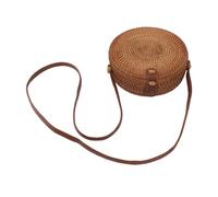 Pretfy Bolso de Playa de Ratán, Bolso Redondo Ligero, Estilo Hecho a Mano | Material ecológico, diseño funcional para uso diario, correa ajustable