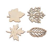Pretfy Módulo Esencial de Hoja Hueca de Madera Decoración Bricolaje Bricolaje Liso 80pcs Decoración Recortes