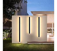 Prettiee Apliques LED de Pared para jardín, Interiores y Exteriores, Tipo Tira Larga, Modernos, rectangulares, Impermeables IP65, Color Negro, para Exteriores, Ideal para Patio, Sala de Estar o Terra