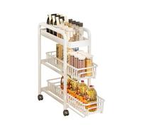 Prettiee Carrito de Almacenamiento Estrecho con Ruedas, 3 Niveles con Cesta extraíble, estantería Estrecha para baño, Cocina, solución de Almacenamiento para Espacios reducidos (Color 1, 3 Niveles, a
