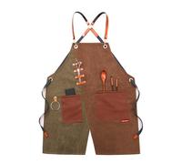 Prettiee Delantal de Chef de Lona con Abertura en la Pierna y Espalda Cruzada para Hombre y Mujer, con Bolsillos, Ideal para cocinar, Hornear y Artistas, Talla única, D1 (A2, Talla única)