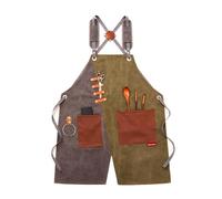 Prettiee Delantal de Chef de Lona con Abertura en la Pierna y Espalda Cruzada para Hombre y Mujer, con Bolsillos, Ideal para cocinar, Hornear y Artistas, Talla única, D1 (C1, Talla única)