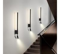 Prettiee Lámpara de Pared LED - Aplique de Pared Largo Ajustable de 350°+330° con Foco, Moderna luz de Pared para Pasillo, Sala de Estar, Dormitorio, Corredor, Oficina, Hotel (luz Neutra Negra de 60
