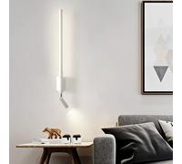 Prettiee Lámpara de Pared LED - Aplique de Pared Largo Ajustable de 350°+330° con Foco, Moderna luz de Pared para Pasillo, Sala de Estar, Dormitorio, Corredor, Oficina, Hotel (luz Blanca de 40 cm)