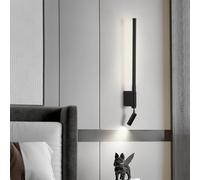 Prettiee Lámpara de Pared LED - Aplique de Pared Largo Ajustable de 350°+330° con Foco, Moderna luz de Pared para Pasillo, Sala de Estar, Dormitorio, Corredor, Oficina, Hotel (luz Blanca y Negra, 40