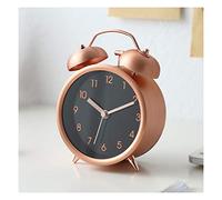 Prettiee Reloj de Escritorio, Despertador de Noche, Reloj de Campana de Metal Simple, clásico Shuang Ling, Reloj Despertador súper Fuerte para Estudiantes, Reloj de Escritorio mecánico, Reloj despert