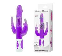 Pretty Bunny vibrador consolador juguete erótico triple placer rotativo
