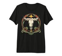 Pretty Cowgirl Cow Skull Boho Daisy Flowers Western Rodeo Camiseta Premium