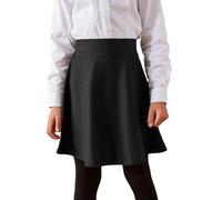 Pretty Fashion Falda de patinadora para niñas de 5 a 13 años, acampanada, de cintura alta, acampanada, fluida, para bailar, Negro, 9-10 Años