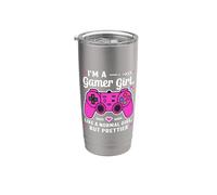 Pretty Gamer Girl Cute Pink Gaming Controller Gamer Girls Vaso térmico de acero inoxidable de doble pared