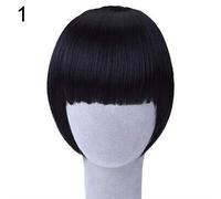 Pretty Girl Clip On/In Neat Bangs Straight Fake Bob Style Flecos - Negro Tratamiento práctico
