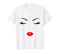 Pretty Girl Face Arte Minimalista Blanco Negro Rojo Formas Mania Camiseta gráfica económica