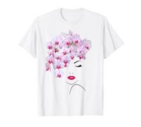 Pretty Girl Face Phalaenopsis Orquídeas Garland Formas Mania Camiseta gráfica económica