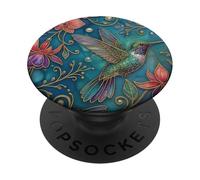 Pretty Hummingbird Bird Floral Ornate Art PopSockets PopGrip Adhesivo