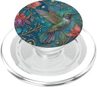 Pretty Hummingbird Bird Floral Ornate Art PopSockets PopGrip para MagSafe