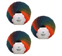 Pretty Jolly 3 madejas de hilo de lana arcoíris, gradiente suave, a rayas, multicolor para ganchillo y tejer, una sola capa (10#)