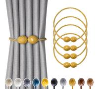 Pretty Jolly Abrazaderas magnéticas para cortinas, cuerda trenzada a mano, elegante y decorativa, de poliedro, para casa y oficina, cortina, color dorado, 4 unidades