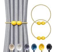 Pretty Jolly Alzapaños magnéticos para cortina, cuerda trenzada a mano, elegante cortina decorativa de poliedro para el hogar y la oficina, cortina de ventana, amarillo, 2 unidades