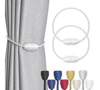 Pretty Jolly alzapaños magnéticos para cortina de tela hecha a mano, alzapaños de cortina de cuerda elegante decorativa para cortinas de ventana de casa y oficina, color blanco, 2 unidades